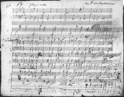 Autograaf partituur voor de 10e Bagatelle opus 119 door Ludwig van Beethoven